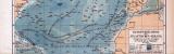 Atlantischer Ozean Landkarte Tiefenverh&auml;ltnisse ca. 1885 Original der Zeit
