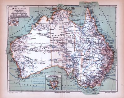 Australien Landkarte ca. 1885 Original der Zeit