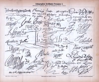Autographen ber&uuml;hmter Personen I. + II. ca. 1885 Original der Zeit