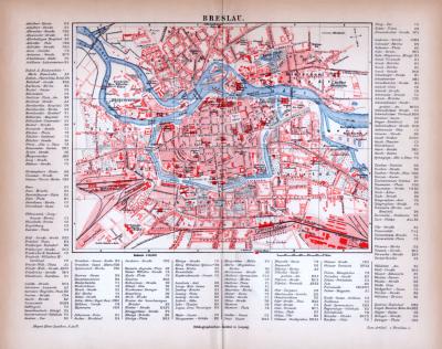 Breslau Stadtplan ca. 1885 Original der Zeit