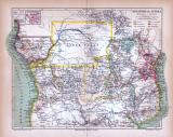 &Auml;quatorial Afrika Landkarte ca. 1885 Original der Zeit