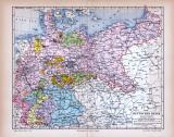 Deutsches Reich Landkarte ca. 1885 Original der Zeit