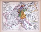 Mitteleuropa Karte Beim Beginn der Freiheitskriege im Jahre 1813 ca. 1885 Original der Zeit