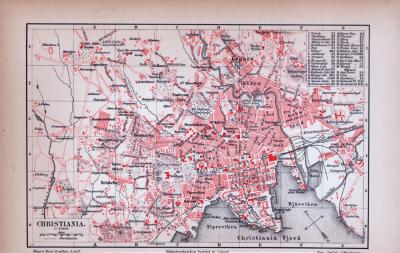 Christiania Stadtplan ca. 1885 Original der Zeit
