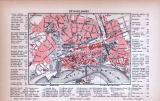 Düsseldorf Stadtplan ca. 1885 Original der Zeit