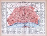 Farbig illustrierter Stadtplan von Köln aus 1885. Im...