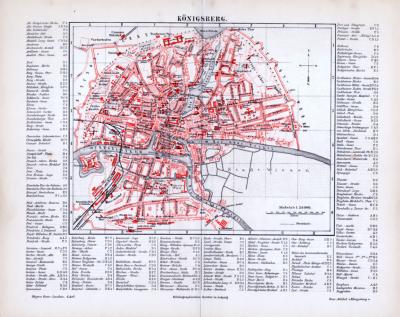 Königsberg Stadtplan ca. 1885 Original der Zeit