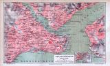 Farbig illustrierter Stadtplan von Konstantinopel aus 1885. Im Maßstab 1 zu 25.000.