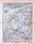 Farbig illustrierte Landkarten zur des Baltikums aus 1885 im Maßstab 1 zu 2.250.000.
