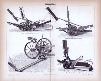 M&auml;hmaschinen ca. 1885 Original der Zeit