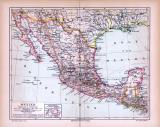 Farbig illustrierte Landkarte von Mexiko aus 1885 im...