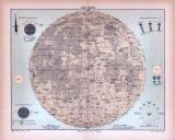 Farbig illustrierte Landkarte des Mondes aus 1885 nach...