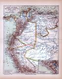 Farbig illustrierte Landkarte von Peru, Ecuador,...