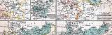 4 farbig illustrierte historische Landkarten aus 1885 zur...