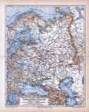 Farbig illustrierte Landkarte aus dem Jahr 1885 zeigt den...
