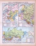 Farbig illustrierte historische Landkarten aus 1885...