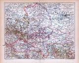 Farbige Lithographie einer Landkarte der Provinz Sachsen...