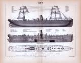Stich aus 1885 zeigt den Dampfer Frisia in verschiedenen...