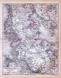 Farbige Lithographie einer Landkarte Schleswig-Holsteins...
