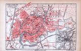Farbig illustrierter Stadtplan von Strassburg aus dem...
