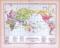 Farbige Lithographie einer Landkarte der Verteilung der Sprachen der Welt aus dem Jahr 1885.