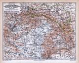 Farbige Lithographie einer Landkarte von Ungarn, Galizien...