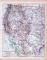 Farbige Lithographie einer Landkarte des westlichen Teils der Vereinigten Staaten von Amerikaaus dem Jahr 1885. Maßstab 1 zu 12.000.000.