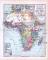 Politische Übersicht von Afrika um 1893. Europäische Besitzungen farbig eingezeichnet. Kapverdische Inseln und Größenvergleich zum Deutschen Reich in Extra Fenstern. Maßstab 1 zu 38 Millionen.