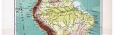 Süd-Amerika Landkarte Fluß- und Gebirgssysteme ca. 1893 Original der Zeit