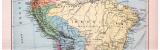 S&uuml;d-Amerika Landkarte Politische &Uuml;bersicht ca. 1893 Original der Zeit