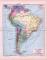 Politische Übersichtskarte von Südamerika um 1893. Maßstab 1 zu 30 Millionen. Staaten sind farbig eingezeichnet. Süddeutschland im Maßstab zum Vergleich im Extrafenster.