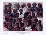 Die Chromolithograhpie von 1893 zeigt Menschen verschiedener afrikanischer Völker.
