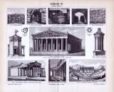 Griechische Baukunst der Antike in einem Stich von 1893....