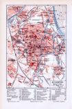 Stadtplan von Augsburg aus dem Jahr 1893. Farbige Lithographie im Maßstab 1 : 20.000 Bahnlinien Straßen und wichtige Bauten sind verzeichnet.