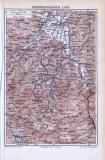 Berchtesgadener Land Landkarte aus dem Jahr 1893 im Maßstab 1 zu 240.000. Farbige Lithographie, gezeigt werden wichtige Städte, sowie Gebirgsmassive.