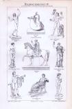 Stich von 1893 zu Griechisch-Römischer Bildhauerei. Abbildung dievrser Statuen.