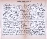 Druck von 1893 mit den unterschriften berühmter Pesönlichkeiten. Hier abgebildet sind die Autographen von Musikern, deutschen Schriftstellern und Gelehrten.