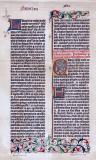 Chromolitographisches Faksimile einer Prachtseite der Gutenberg Bibel.