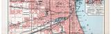 Farbige Lithographie des Stadtplans von Chicago aus 1893....