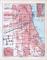 Farbige Lithographie des Stadtplans von Chicago aus 1893. Maßstab 1 zu 100.000 und 1 zu 50.000.