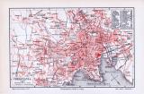 Farbig illustrierter Stadtplan von Chrisiania aus dem...