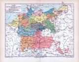 Farbige Lithographie der Karte der Deutschen Mundarten...