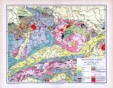 Farbig lithographierte geologische Landkarte von...