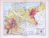 Farbige Lithographie einer Landkarte des Deutschen Reichs...
