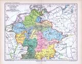 Farbig lithographierte Geschichtskarte über Deutschland...