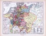 Farbig lithographierte Landkarte zeigt Deutschland nach...
