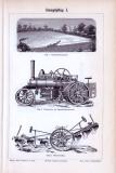 2 Stiche aus 1893 zum Thema Dampfpflug zeigen...