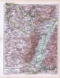 Landkarte von Elsass Lothringen aus 1893. Farbige...