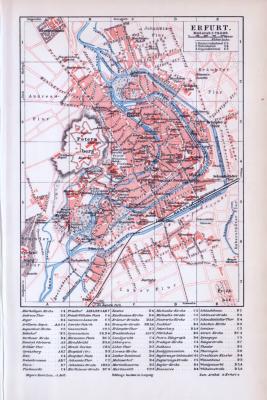 Farbig illustrierter Stadtplan von Erfurt aus 1893 im Maßstab 1 zu 20.000.
