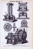 Der Stich aus dem jahr 1893 zeigt  Abbildungen von elektrischen Maschinen.
